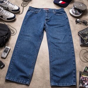 Tommy Hilfiger Vintage Baggy Vtg Y2K 90s Street Denim Jeans Mens 40x26 Hemmed
